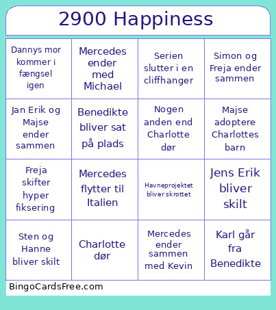 2900 Happiness Bingo Card