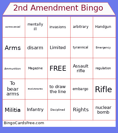 2nd Amendment Bingo Card