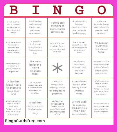 2nd Chapter 2 Ss Grade 4 Bingo Card 2