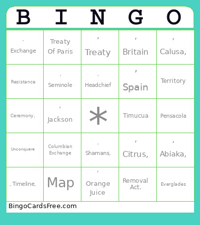 2nd Chapter 2 Ss Grade 4 Bingo Card