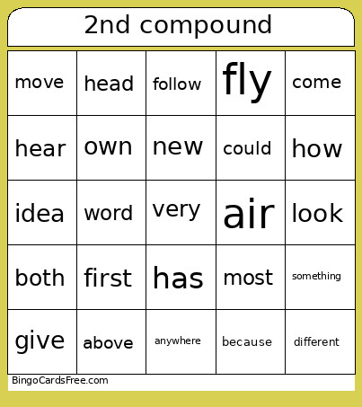 2nd Compound Bingo Card