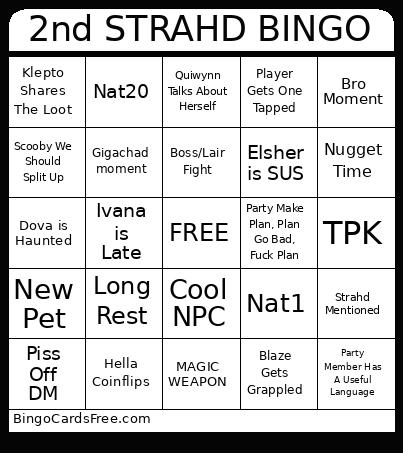 2nd Strahd Bingo