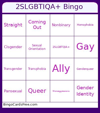 2SLGBTIQA+ Bingo Card