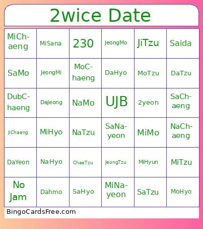2wice Date Bingo