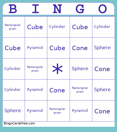 3 Dimensional Shapes Bingo Card