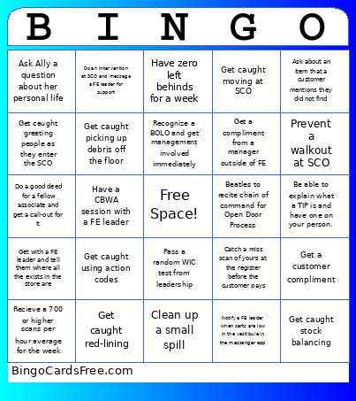 3238 Bingo Card