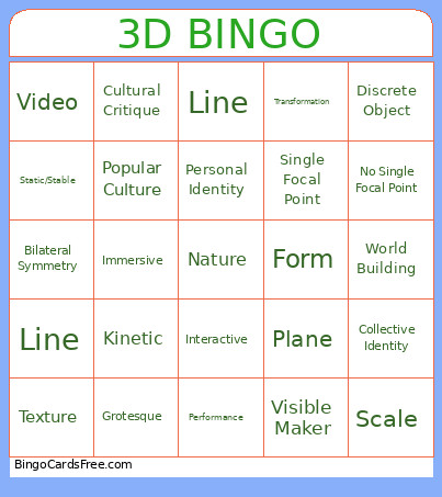 3D Composition Bingo Card