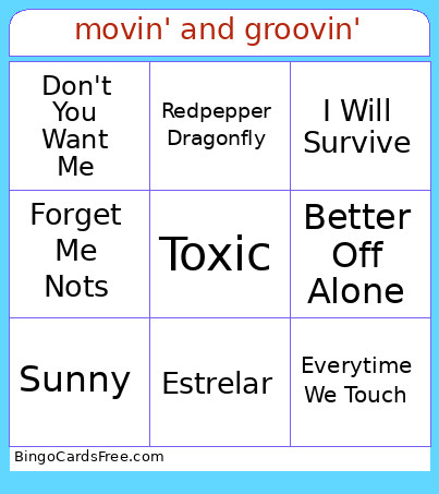 3X3 What Is Maddie Dancing To Bingo Card