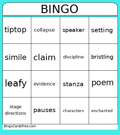 4 Bingo Card