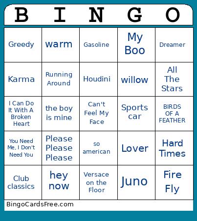 4 Frat Formal Music Bingo
