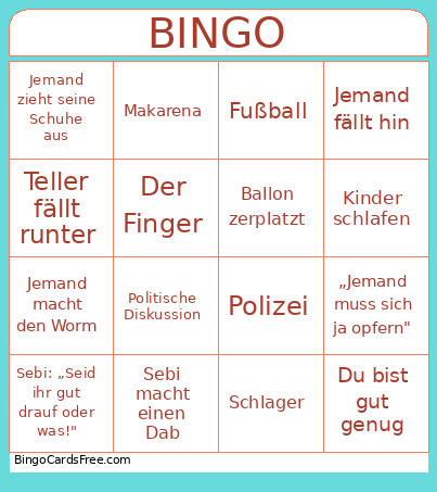 40 Geburtstag Bingo Card