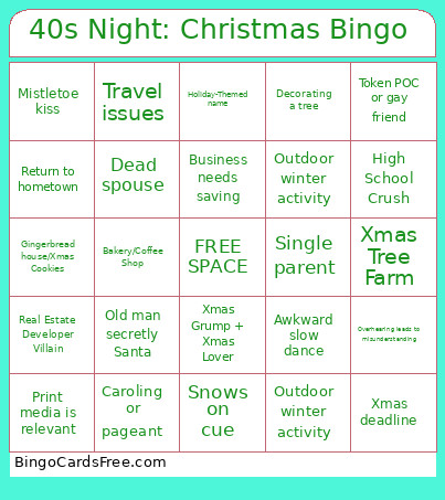 40s Night: Christmas Bingo Card