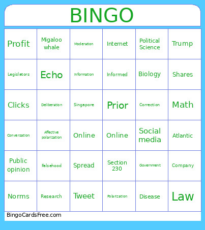 481 Presentations (Day 2) Bingo Card