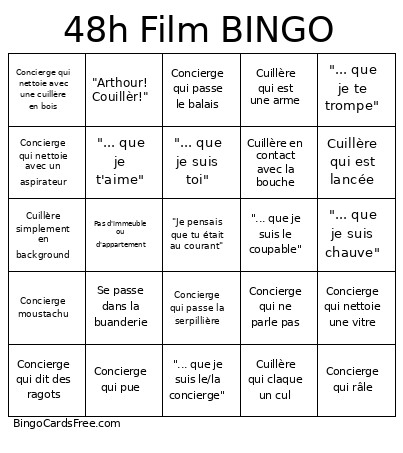 48h Film Bingo Card