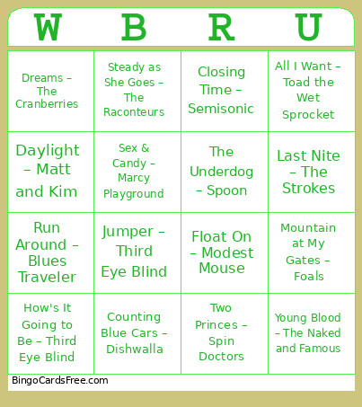 49.WBRU Bingo Card