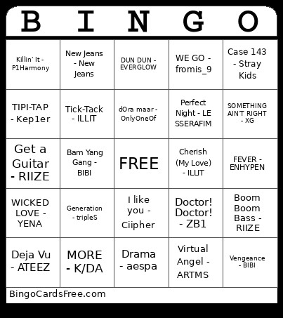 4th And 5th Gen K-pop Bingo Card