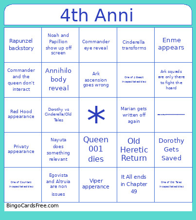 4th Anni Bingo Card