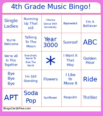 4th Grade Music ! Bingo Card