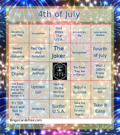 4th Of July Bingo Card