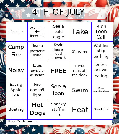 4TH OF JULY Bingo Card