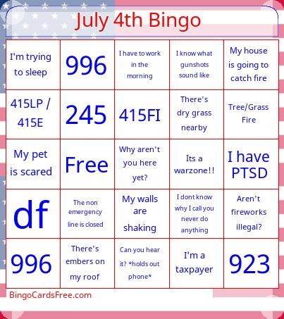 4th of July Bingo Cards Free Pdf Printable Game, Title: July 4th Bingo