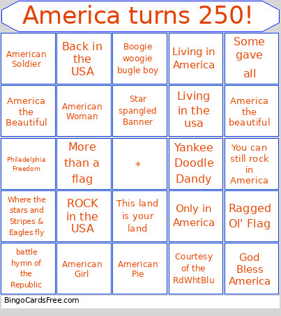 4th Of July Potluck Bingo Card