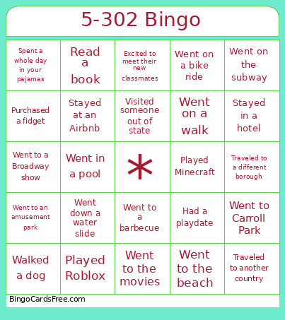 5-302 Bingo Card