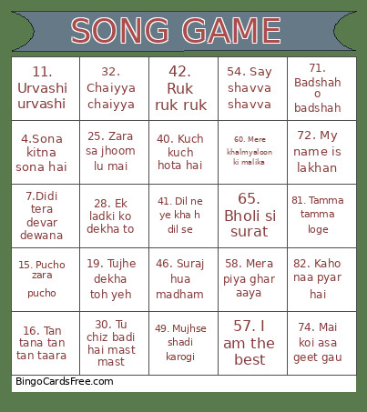 5×5 Final Bingo Card