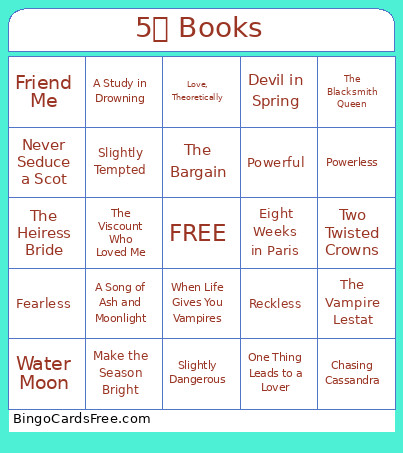 5⭐️ Books Bingo Card