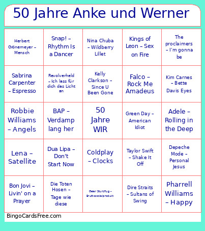 50 Jahre Anke Und Werner Bingo Card