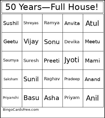 50 Years—Full House! Bingo