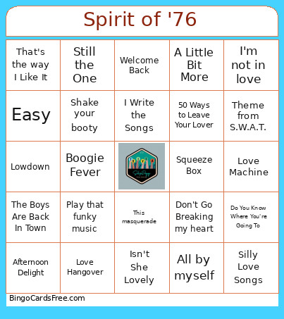 50 Years On: 1976 Bingo Card