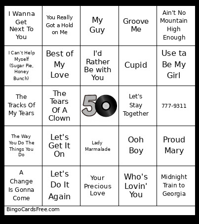 50th Birthday Bingo Card