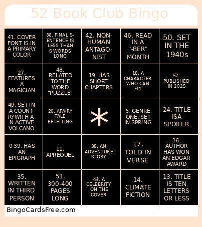 52 book club bingo