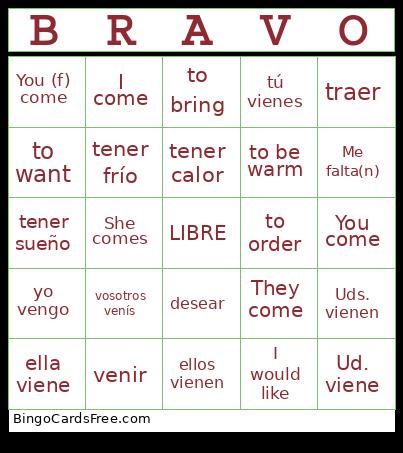 5B Bingo Card