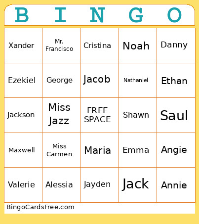 5TH GRADE Bingo Card