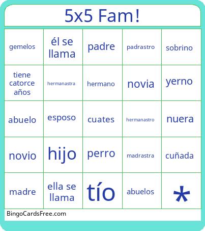 5x5 Fam! Bingo