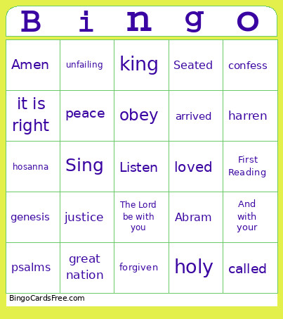 6-7 Sermon Bingo Card