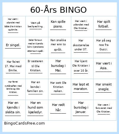 60-Års BINGO