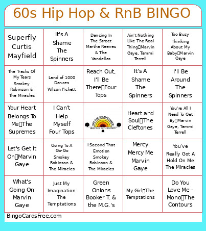 60s Hip Hop & RnB Bingo Card