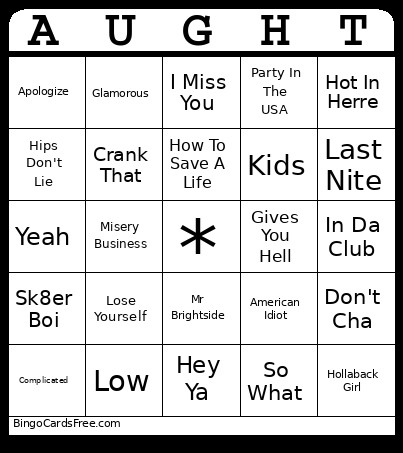 60s MB Bingo Card