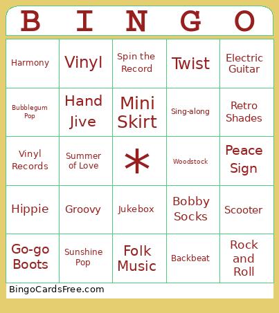 60s444444 Bingo Card