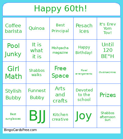 60th Birthday 🎉 Bingo Card