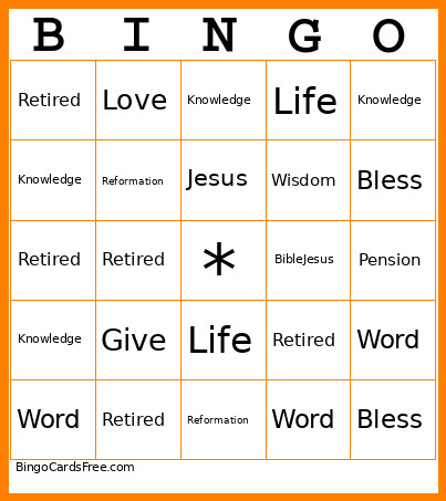 65 And Over Bingo Card