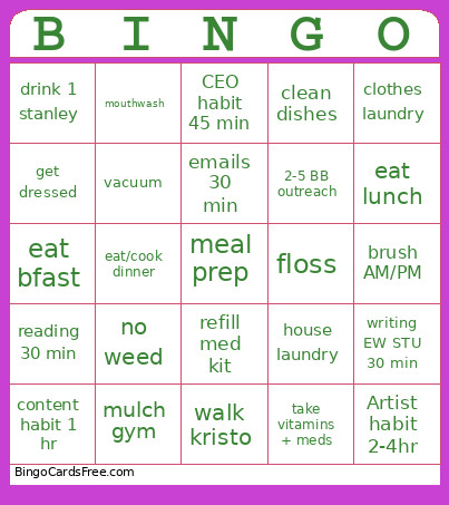 7/13 Week Bingo Card