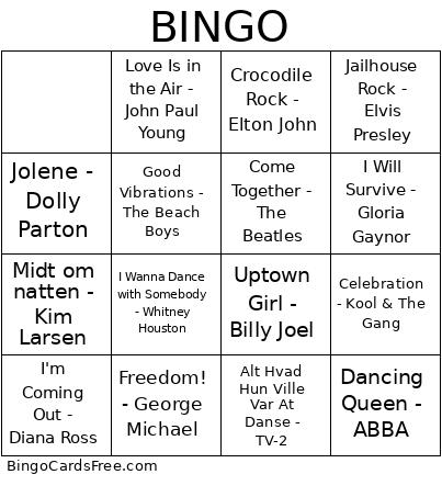70 års Bingo Card