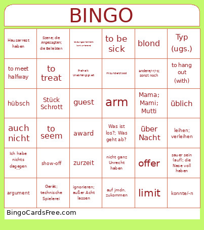 7D 2 Bingo Card