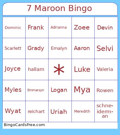 7Maroon Bingo 