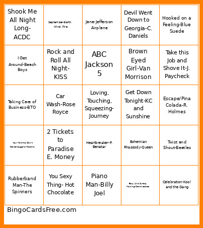 8 Tracks And Stacks Of Wax Bingo Card