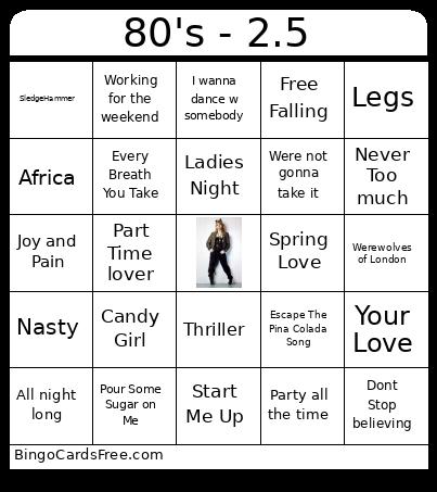 80's - 2.5 Bingo